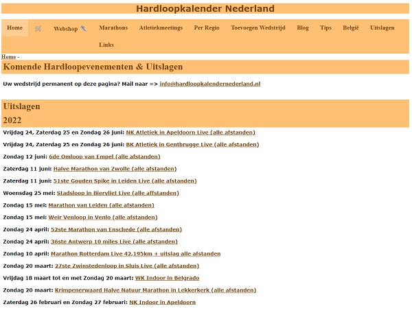 screenshot hardloopkalendernederland.nl